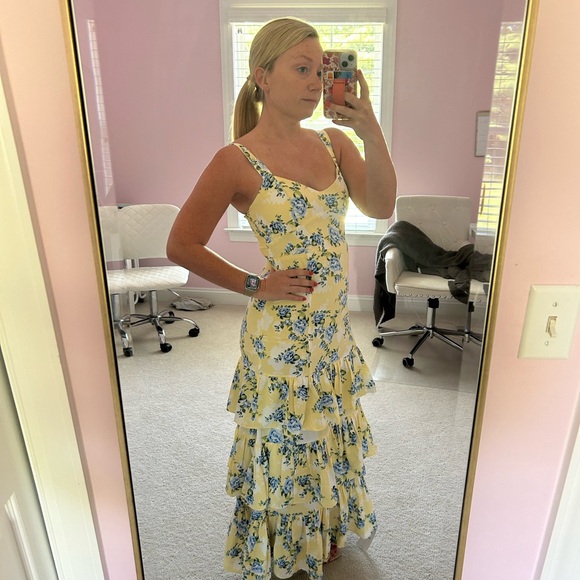 Abercrombie & Fitch Dresses & Skirts - Abercrombie & Fitch Yellow Floral Ruffled Maxi Dress